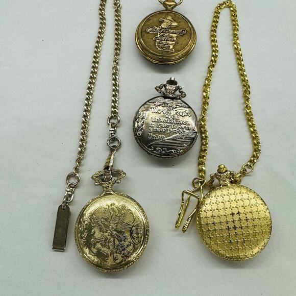 Pocket Watches Gold Tone American Patriotic Eagle Lot of 4 Untested Parts Repair - Picture 2 of 10